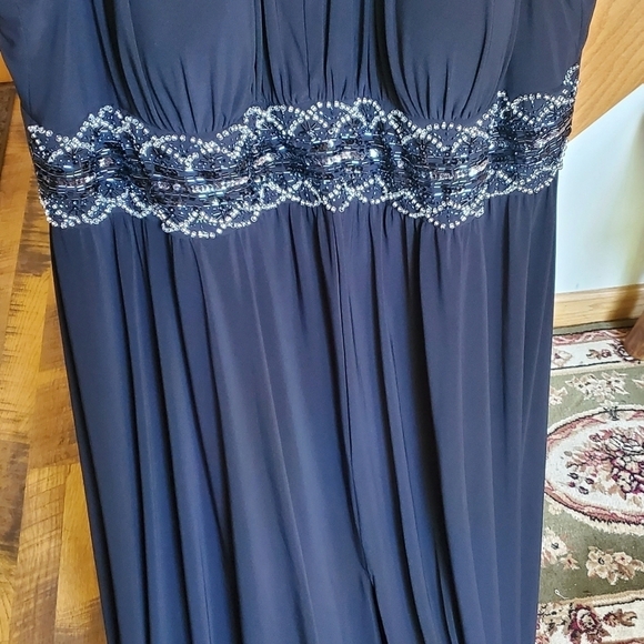 R&M Richards w Beaded Waist Sz 22W Sleeveless Long Maxi Event Gown - Picture 5 of 13